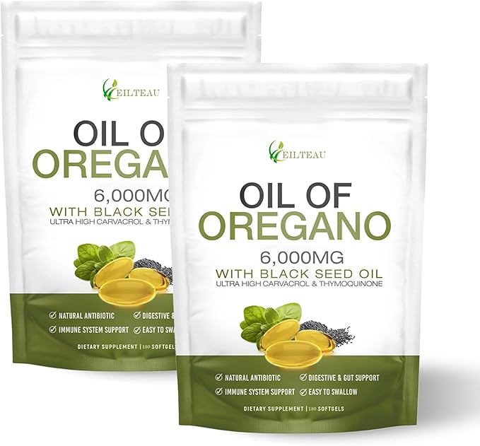 Oil of Oregano with Black Seed Oil,6000mg Oregano Oil Capsules,Non-GMO,Gluten Free,Antioxidant & Immune Support (2)