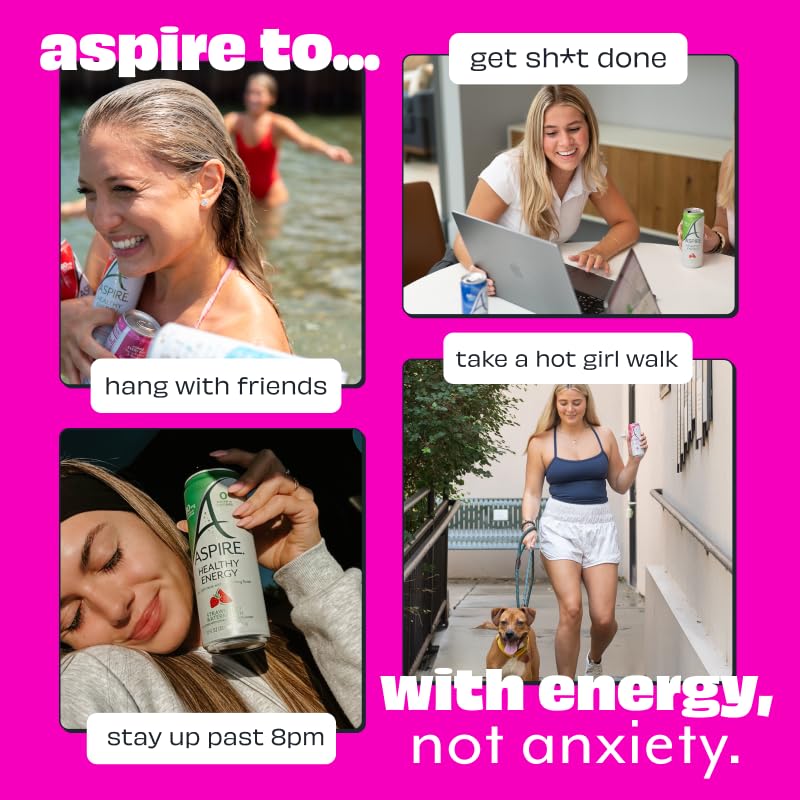 ASPIRE® Classics Variety Pack, Healthy Energy Drink 80mg Natural Caffeine, Zero Sugar No Carbs Keto Friendly, 12 Pack Green Tea Sugar Free Drink Low Caffeine Zero Calorie