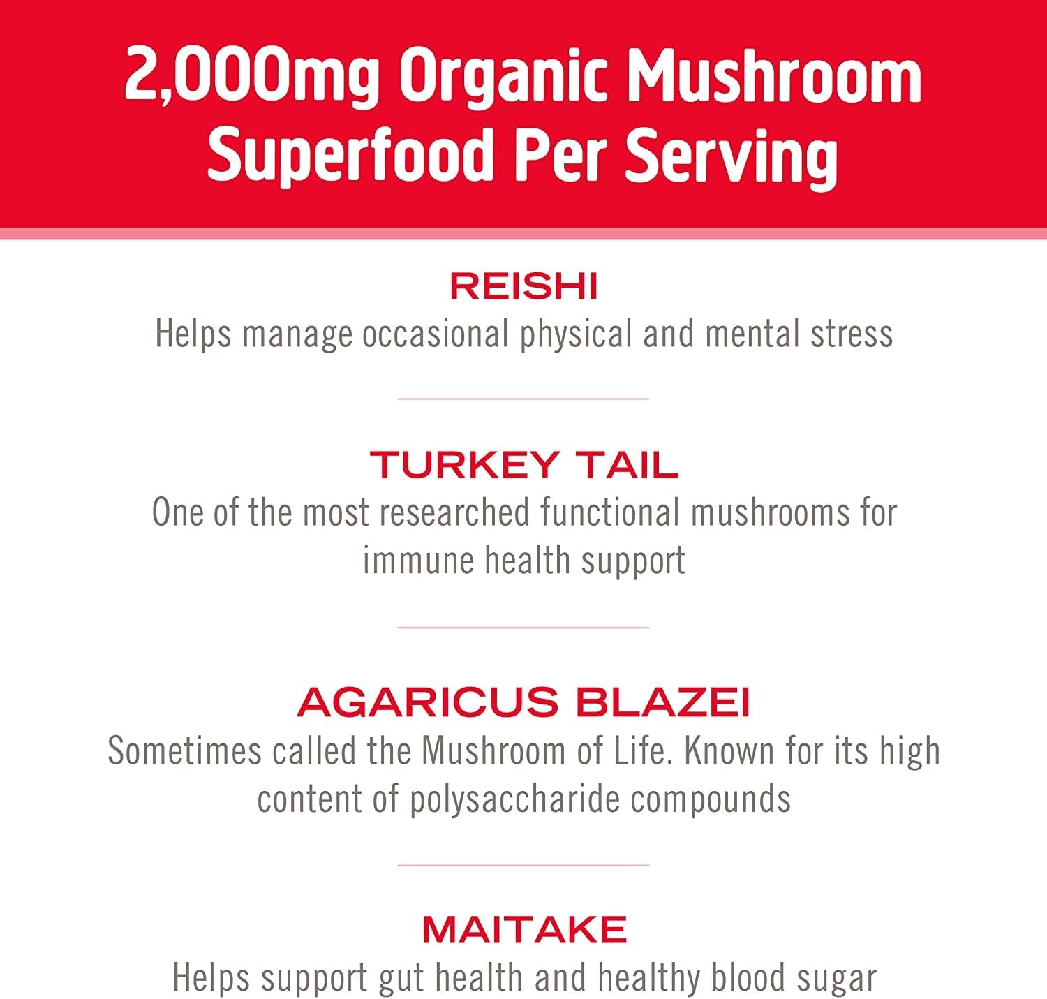 Om Mushroom Superfood Immune Defense Mushroom Capsules Superfood Supplement, 90 Count, 30 Days, Mushroom Blend, Reishi, Turkey Tail, Maitake, Agaricus Blazei, Vitamin C, Vegan