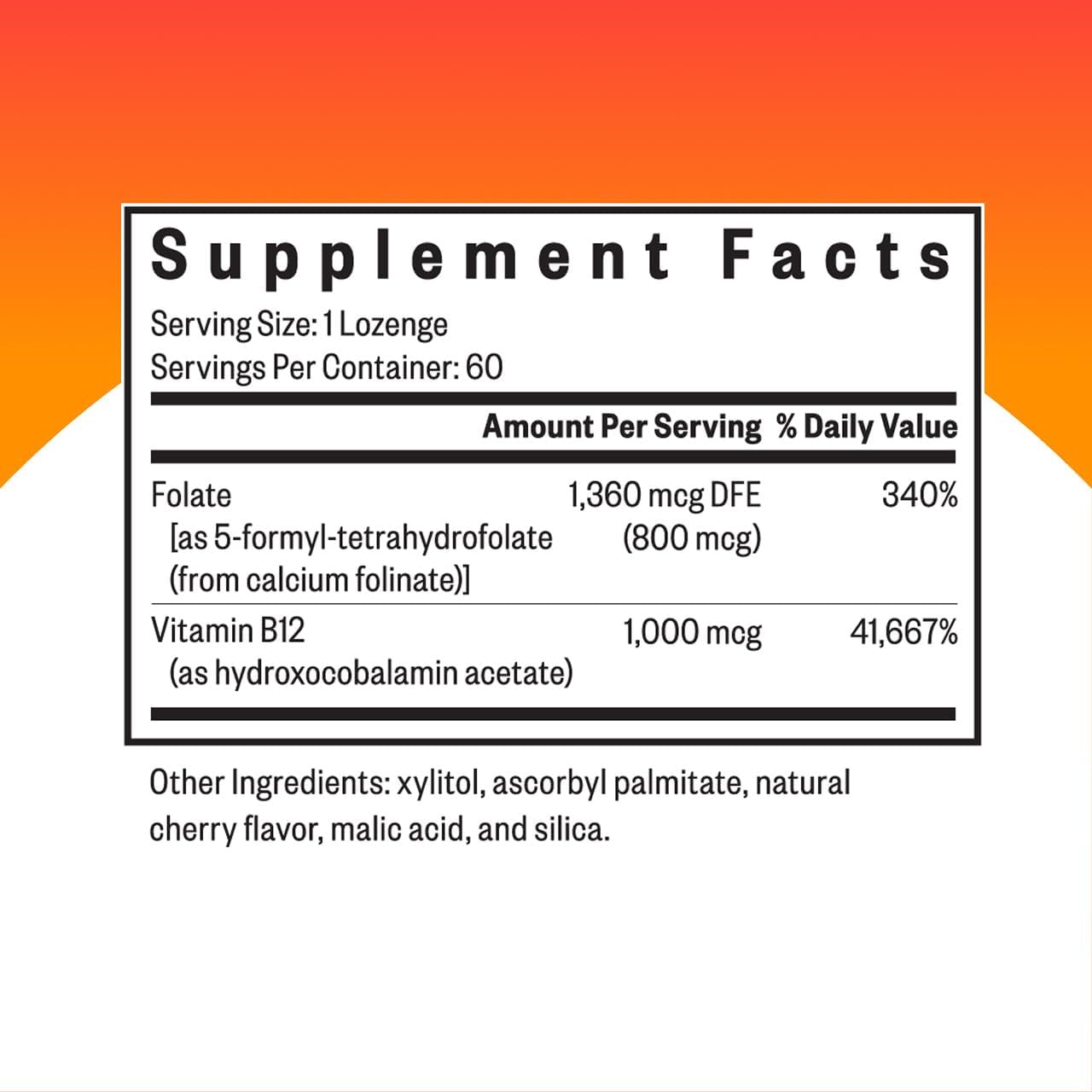 Seeking Health Hydroxo B12 with Folinic Acid, 1,000 mcg Vitamin B12 and 800 mcg DFE Folate Supplement, Supports Methylation and Homocysteine Levels, Energy Support, Vegan & Vegetarian (60 lozenges)*