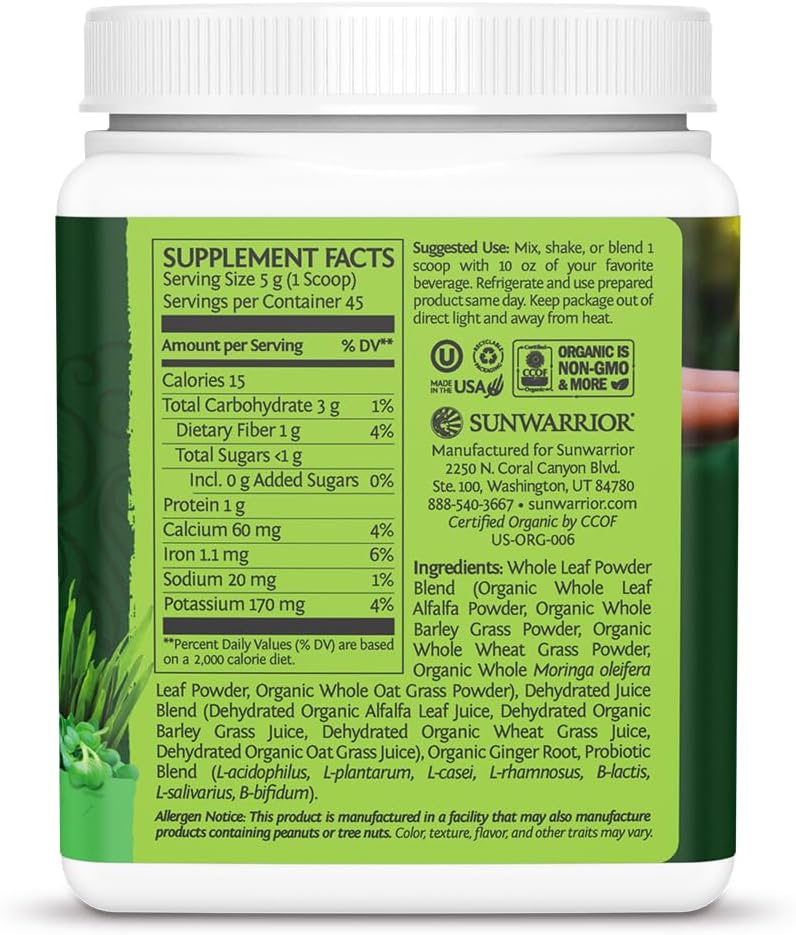 SUNWARRIOR Organic Ormus Supergreens Natural, 8 OZ