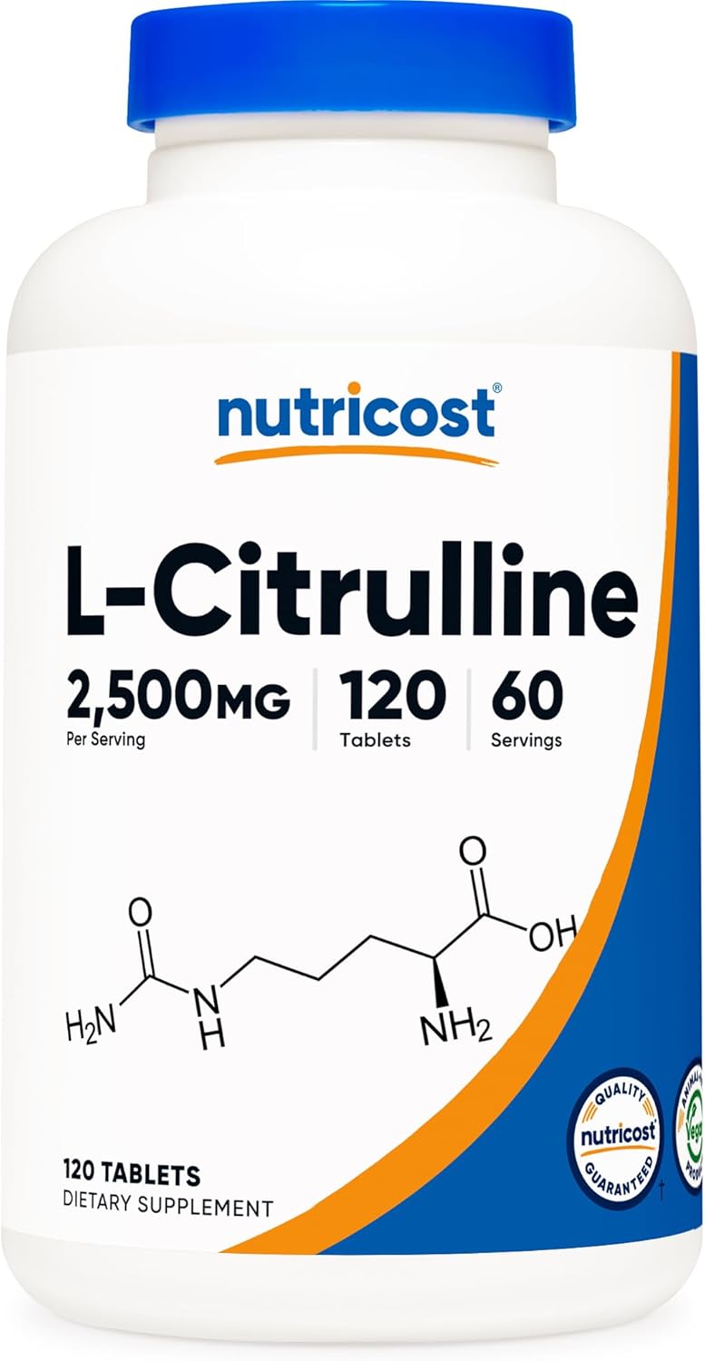 Nutricost L-Citrulline 2500mg Per Serving, 60 Servings, 1250mg Per Tablet, 120 Tabs - Non-GMO and Gluten Free Supplement