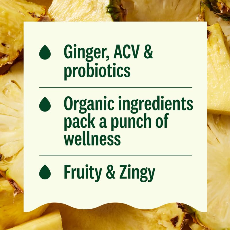 Suja Organic Digestion Shot with Ginger and Apple Cider Vinegar | Immunity Boost & Digestive Support | Functional Shots | Cold-Pressed Juice with Live Probiotics | Plant-Based & Gluten-Free