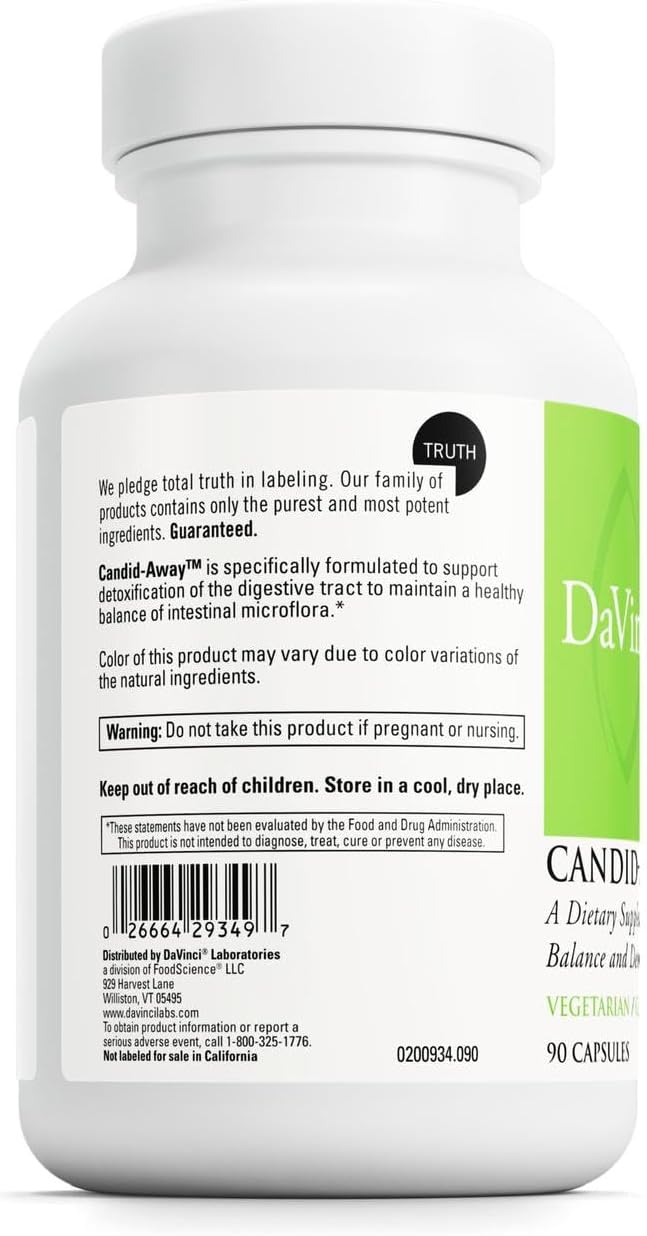DAVINCI Labs Candid-Away - Digestive Gut Health Support, Immune System Support with Digestive Enzymes, Calcium, Magnesium & More* - 90 Vegetarian Capsules (30 Servings)