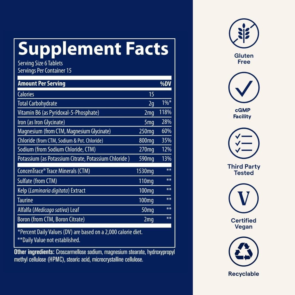 Trace Minerals Electrolyte Stamina - Heart Health & Hydration Support - Electrolyte Supplement Aids Muscle Cramp Relief & Endurance - Mineral Supplement with Magnesium - 90 Tablets (15 Servings)