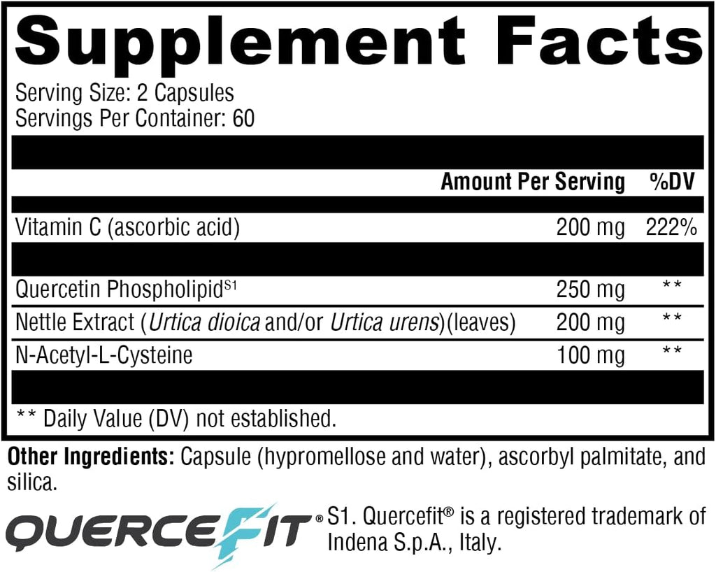 XYMOGEN Quercetin 20× Plus - Quercetin Supplements - Complex with Vitamin C, N-Acetyl-L-Cysteine & Nettles - Formulated for Respiratory Support - Vegan & Gluten-Free (120 Capsules)