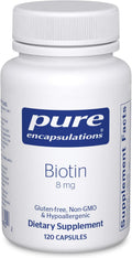Pure Encapsulations Biotin 8 mg - B Vitamin Supplement to Aid Stress Relief, Hair, Skin & Nail Strengthening, Metabolism, Carbohydrate Support & Nervous System* - with Premium Biotin - 120 Capsules
