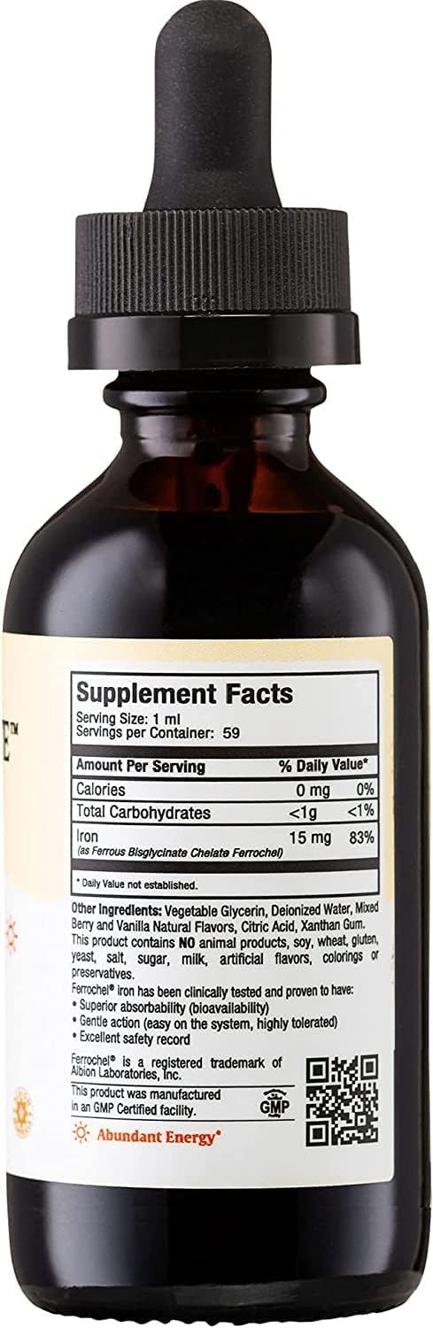 Maxi Health Iron Supplement 15mg Per ML – Increase Energy and Blood Levels Without Nausea or Constipation – Liquid Iron Drops for Men, Women, and Kids – 2 oz. (2 oz, 2 Pack)