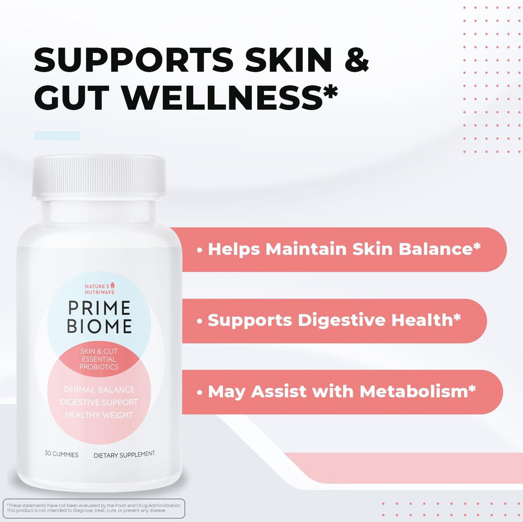 PrimeBiome Probiotic Gummies – Plant-Based Blend with Inulin, Lion’s Mane, Ginger & More– Non-GMO, No Stimulants, GMP Certified – 30 Gummies, 1 Month Supply