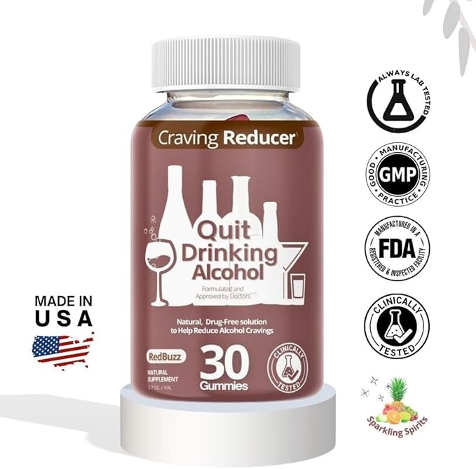 Quit Alcohol Gummies, Anti Alcohol, Support Supplement for Cravings, Liver Health, Kudzu, Milk Thistle, Holy Basil, All Natural Cleanse, Gradual Reduction, Nutrient Replenisher 30 Days