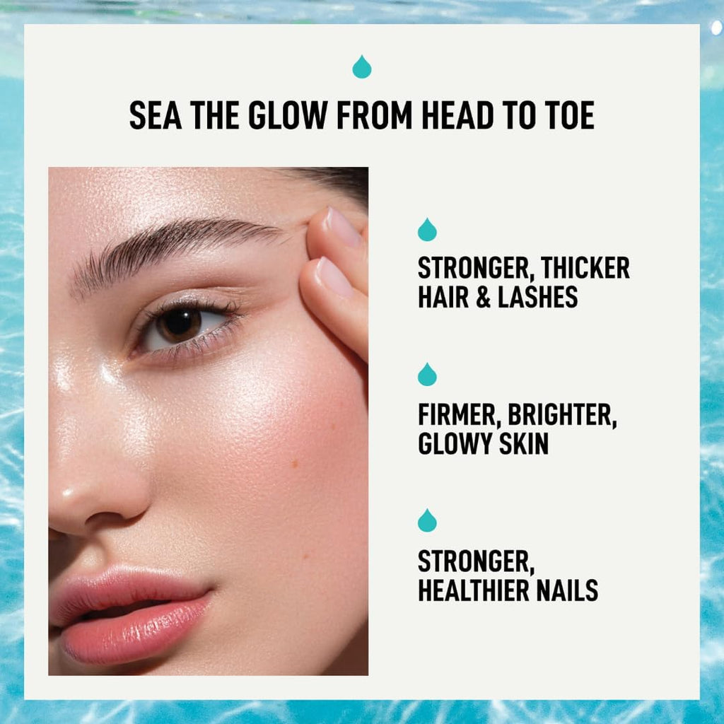 Bioavailable Liquid Marine Collagen Peptides Drink- Hyaluronic Acid & VIT C - Reduces Wrinkles - Thick Hair, Lashes, Brows, Nails - No Gluten, Dairy, Nut, Soy - Unflavored Sweet, 16.9 oz