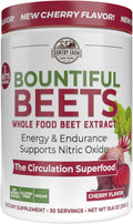 Country Farms Bountiful Beets, Wholefood Beet Extract Superfood, Helps Support Healthy Circulation and Promote Energy, Nitric Oxide Boost, Cherry Flavor, 30 Servings