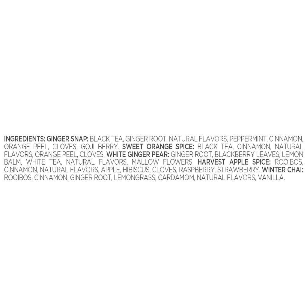 Tea Forte Warming Joy Hoilday Premium Single Steeps Loose Leaf Tea Gift Set Sampler, 15 Count 3 of Each Assorted Blends, Pre-Portioned Single Serve Pouches, Steeps 12 oz