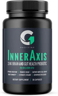 InnerAxis 2-in-1 Brain and Gut Health Probiotic, 10 Billion CFU, 8 Symbiotic Strains for Gut, Psychobiotic, Mood and Brain Support, Acidophilus Probiotic for Women and Men, 30 Servings