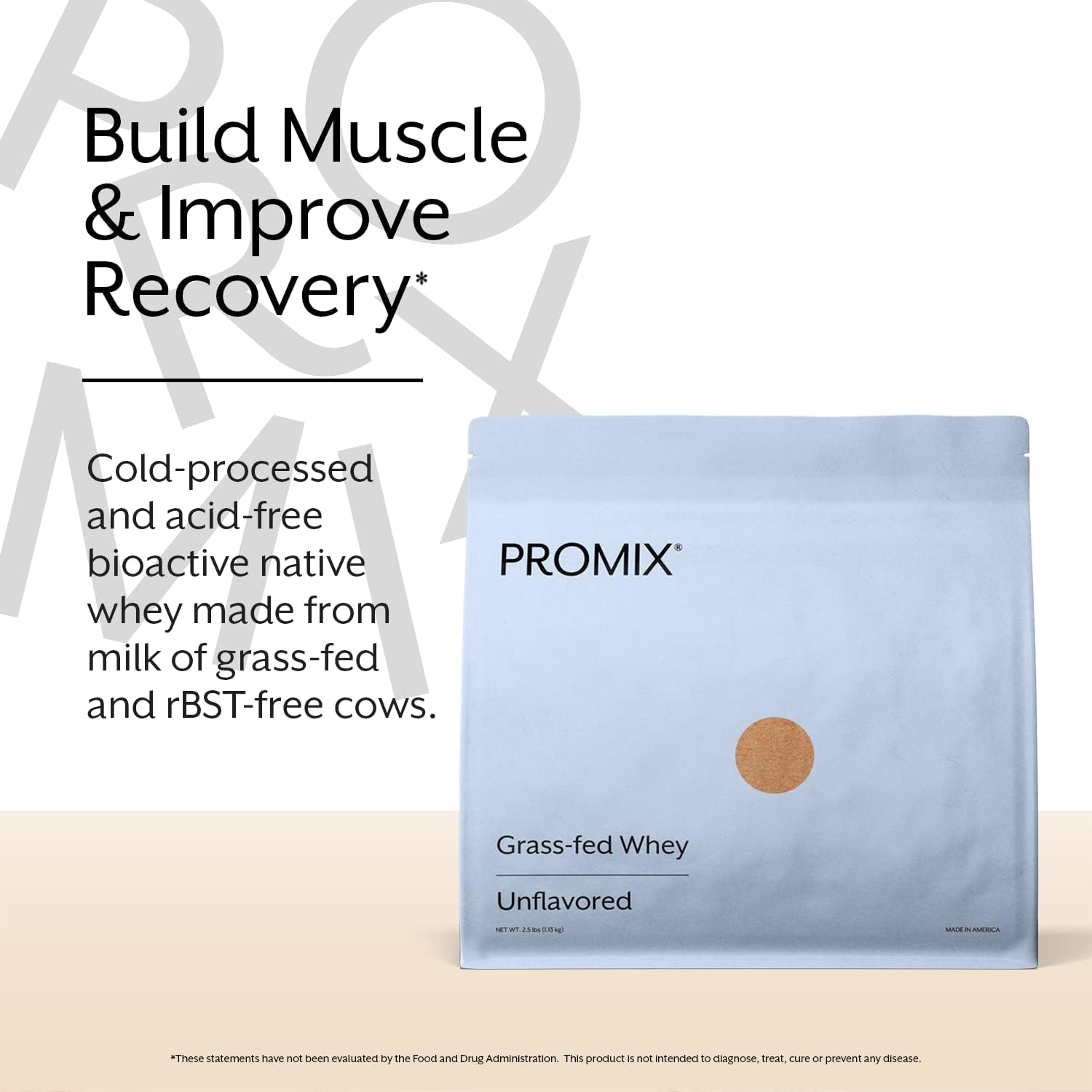 ProMix Nutrition Whey Protein Powder, Unflavored - Grass-Fed - ­Post Workout Fitness & Nutrition Shakes, Smoothies, Baking & Cooking Recipes - Gluten-Free & Keto-Friendly - 2.5 Pound (Pack of 1)