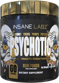 Insane Labz Psychotic Gold, High Stimulant Pre Workout Powder, Extreme Lasting Energy Focus, Pumps and Endurance with Beta Alanine, DMAE Bitartrate, NO Booster (60 Servings, Blue Punch)