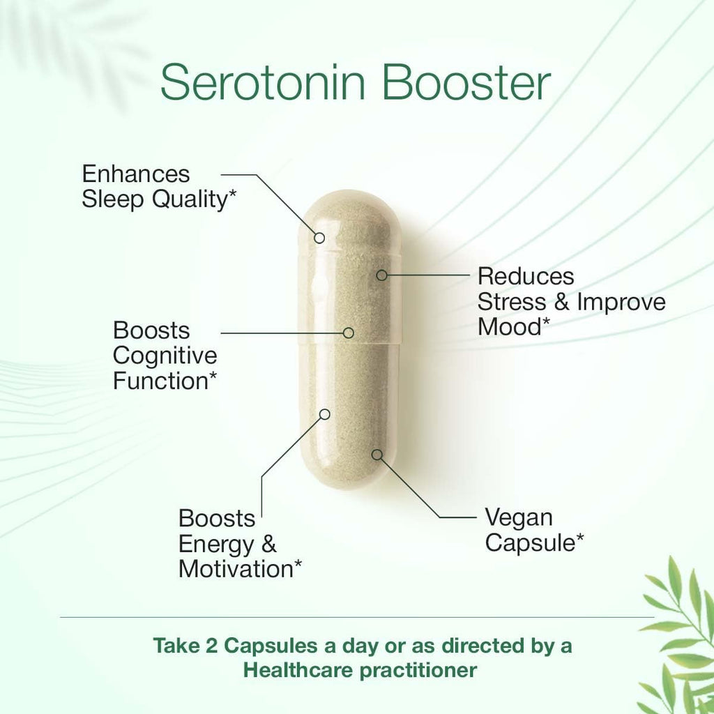 Serotonin Support Supplement – 5-HTP 150mg with L-Tryptophan, B6, Magnesium & Herbal Blend – Mood, Relaxation & Sleep Support – 60 Vegan Capsules – Non-GMO, Gluten-Free