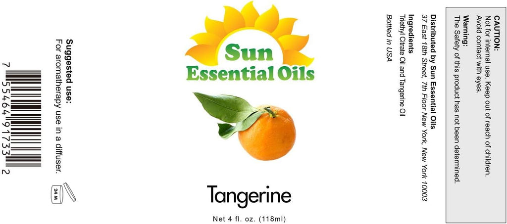 Sun Essential Oils Tangerine Essential Oil 4oz - Pure Tangerine Aromatherapy Oil