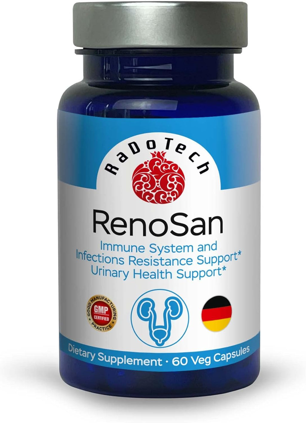 RenoSan, Urinary Tract Health Supplements Promote Kidney Cleanse, Immune Support and Kidney Support Essential with Olive Leaf Extract, Promotes Overall Well-Being, 60 Veg Capsules