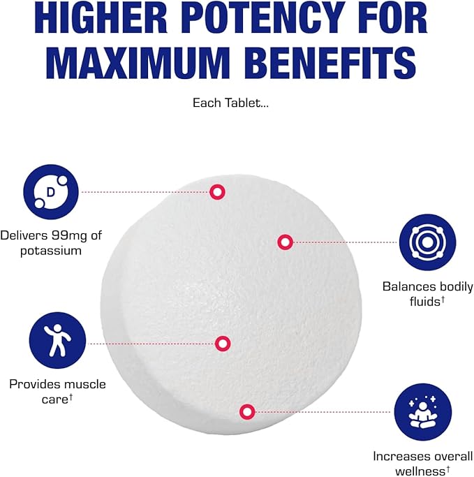 Chelated Potassium Gluconate Supplement - Clinical High Absorption Potassium Supplement for Fluid Balance Kidney Heart Muscle and Nerve Support - Vegan Non-GMO & Made in The USA - 100 Servings