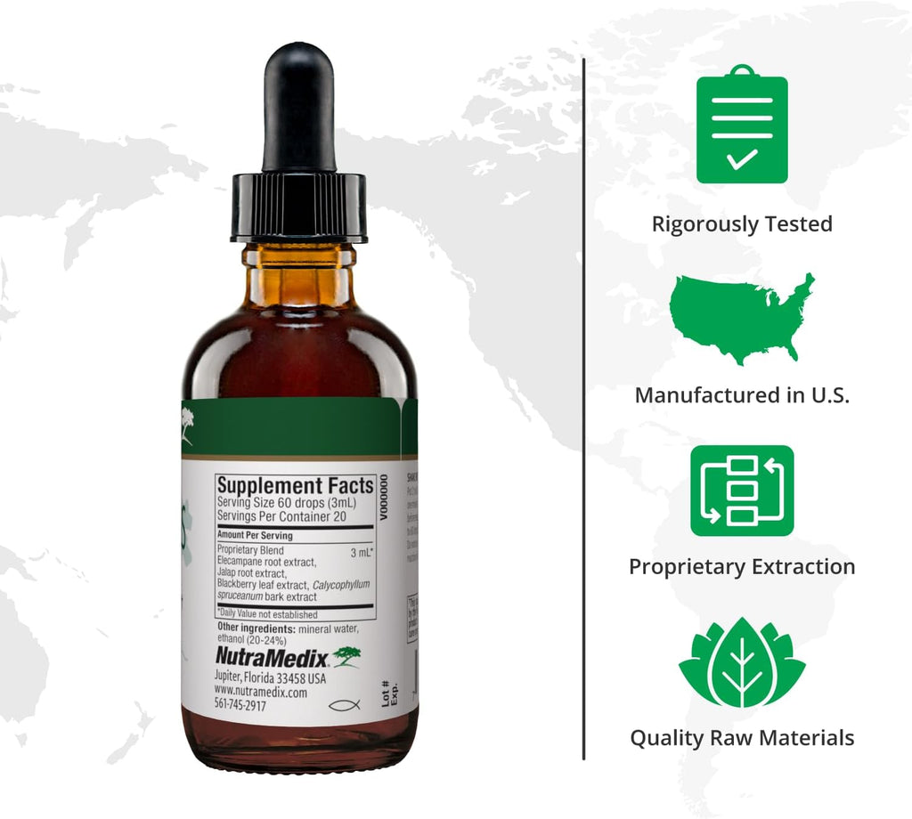 Nutramedix Nutra BBS - Liquid Herbal Supplement for Digestive & Immune Support - Elecampane Root & BlackBerry Leaves Extract for Gut Health - Immunity Booster Supplement (60mL)