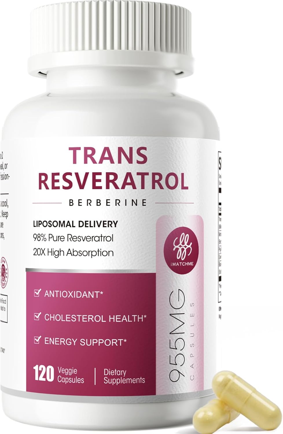Resveratrol Supplement, 98% Pure Trans Resveratrol 600mg with Liposomal Delivery - Supports Antioxidant, Cholesterol Health, Heart Health, Energy - Vegan, 120 Capsules