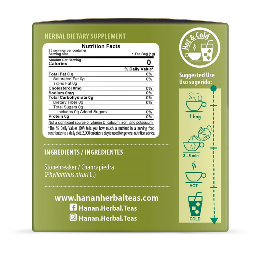 Hanan Peruvian Secrets Chancapiedra Herbal Tea | 100% Natural Stonebreaker | 25 Tea Bags | Aids in Promoting Normal Kidney Function Naturally - 3 Pack