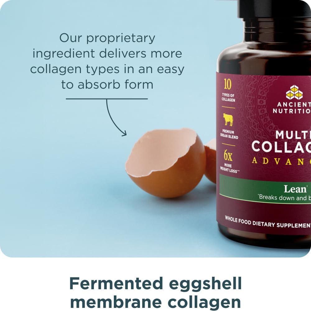 Ancient Nutrition Multi Collagen Advanced Lean with Probiotics, Hydrolyzed Collagen Peptides Supports Healthy Weight Loss and Fat Loss, 90 Count