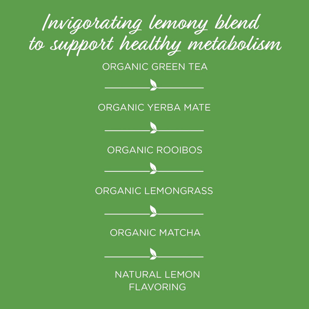 The Tea Spot Organic Keep Fit Green Tea with Yerba Mate and Matcha for Metabolic Support | Blend of Green Tea, Matcha, Yerba Mate, Rooibos, Lemongrass and Lemon Flavor | Caffeine-Free 15 Tea Bags