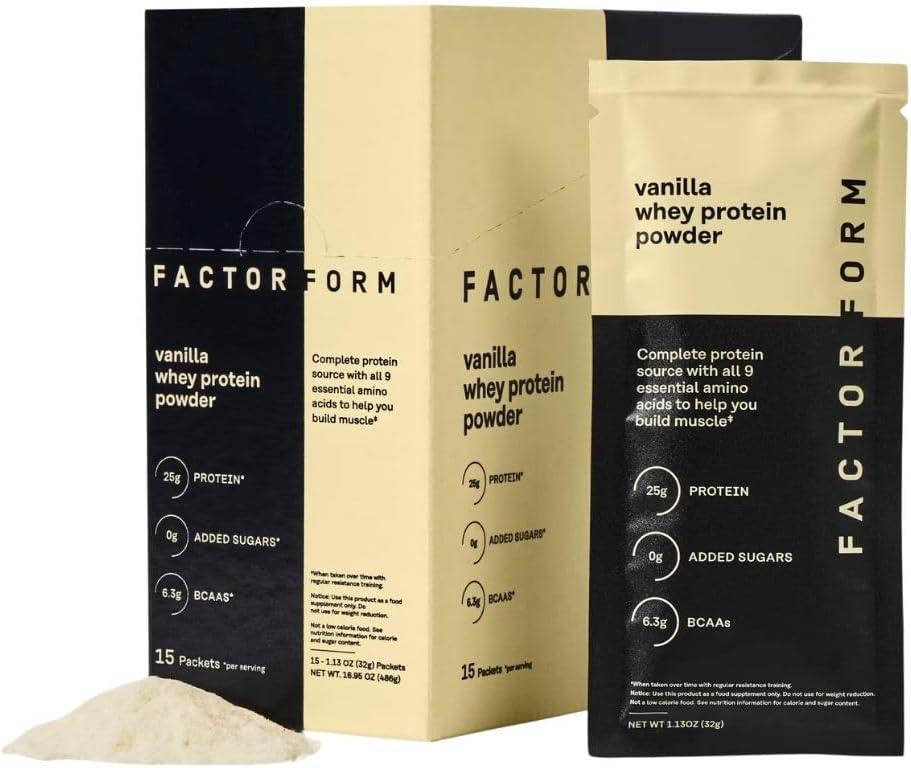 Whey Protein Powder | 100% Whey Isolate | 25g Protein & 6.3g BCAAs | Low Carb & Keto-Friendly | No Added Sugar (15 Packets, Vanilla)