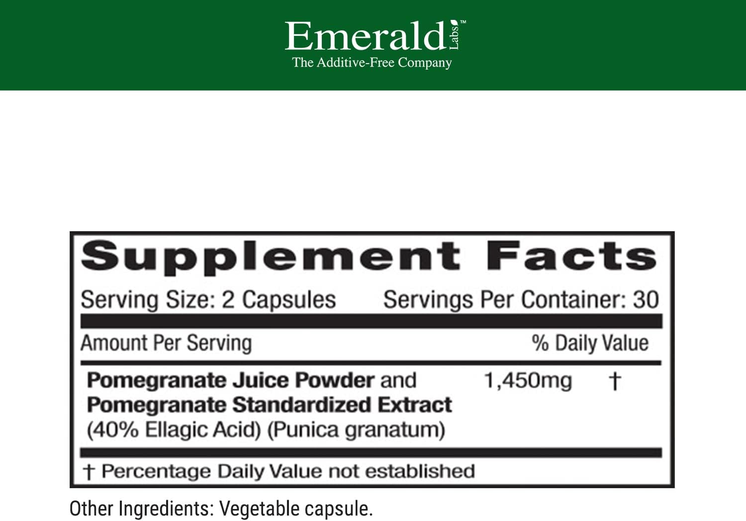 Emerald Labs Pomegranate Extract - Pomegranate Extract (40% Ellagic Acid) & Pomegranate Juice Powder for Immune Response & Heart Support* - 60 Vegetable Capsules (30-Day Supply)