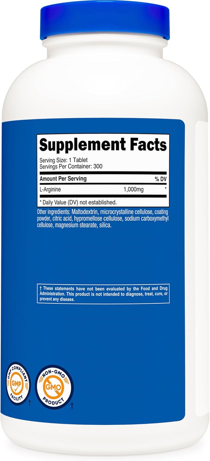 Nutricost L-Arginine 1000mg, Amino Acid Tablets (300 Tablets)