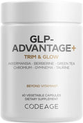 Codeage GLP-Advantage+ Supplement - Metabolic & GLP-1 Activity Support - Chromium, Berberine, Green Tea, Gymnema, Curcumin, Taurine, Resveratrol - Weight Management & Gut Health, Non-GMO - 60 Capsules