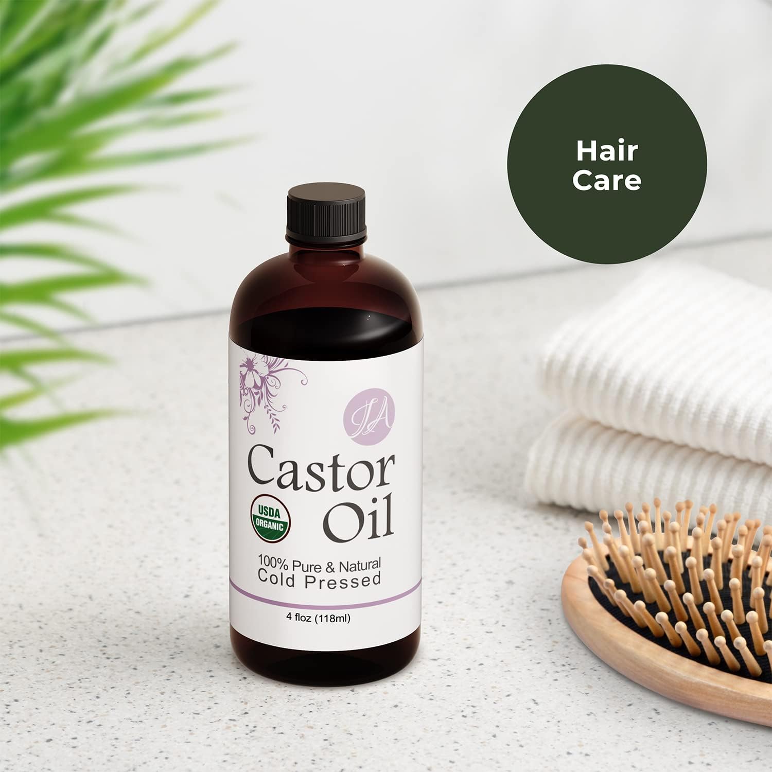 Healing Solutions Oils - 4 oz Castor Oil Organic Pure Natural, Cold Pressed, Hexane & Chemical Free Natural Solution, Lash Serum, Stimulates Growth For Hair, Eyelash, Eyebrows, Scalp & Beard - 118ml