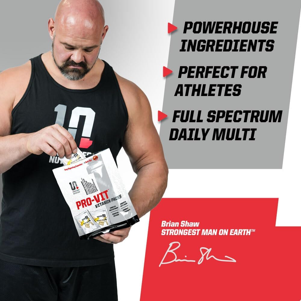 Undefined Nutrition Pro-VIT by Brian Shaw (30 Day Supply) – All-in-One Vitamin & Mineral Supplement Pack for Men & Women - Zinc, Vitamins C, B, D, EFAs, Antioxidants & More – Easy to Swallow