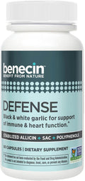Benecin Defense 1500 mcg Stabilized Allicin per Capsule | Plus high Amounts of SAC & Polyphenols from Black Garlic | Powerful Support of Immune & Heart Function Vegetarian Caps (1 Count (Pack of 60))