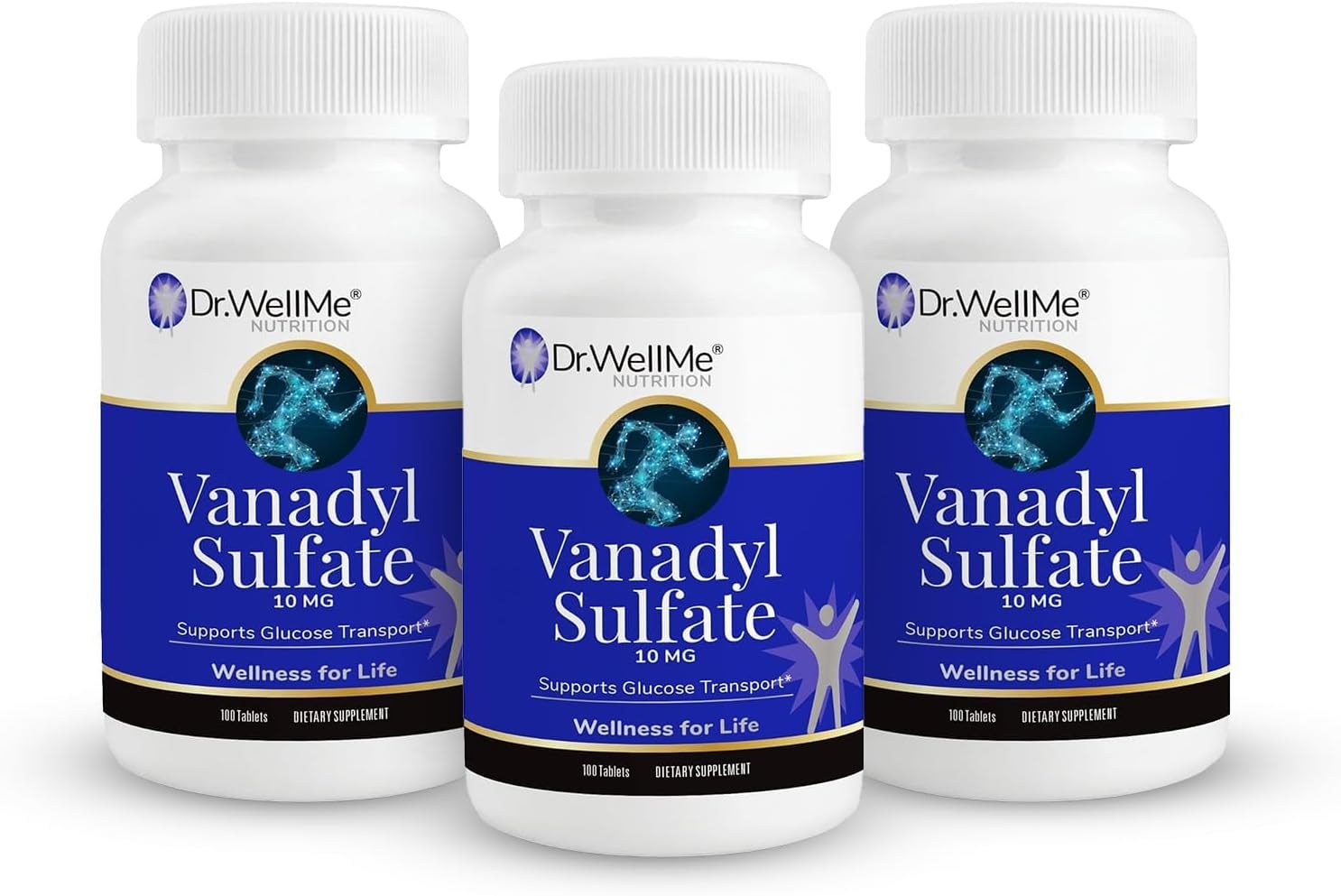Dr.WellMe Nutrition Vanadyl Sulfate Supplement 10 mg, Maintains Healthy Blood Sugar Level, 100 Tablets, Pack of 3