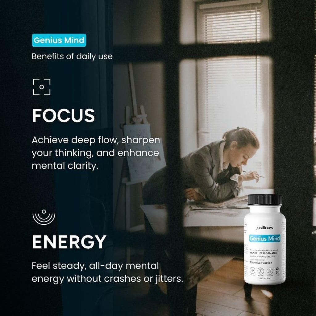 Genius Mind® Nootropic Brain Supplement, Support Cognitive Function, Energy Levels, Focus & Memory Function - 17 Brain Boosting Ingredients Including Lions Mane, Bacopa, Ginkgo & Vitamin B12