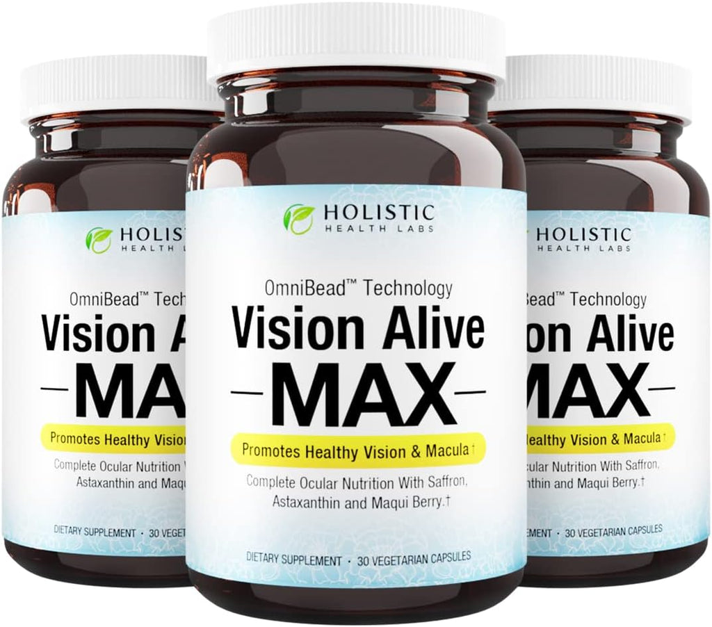 Vision Alive Max with 8 Natural Ingredients Lutemax® 2020, Bilberries, Blueberries, c3g from Black Currant, Maqui Berry, Saffron, and Astaxanthin (30 Count (Pack of 3))