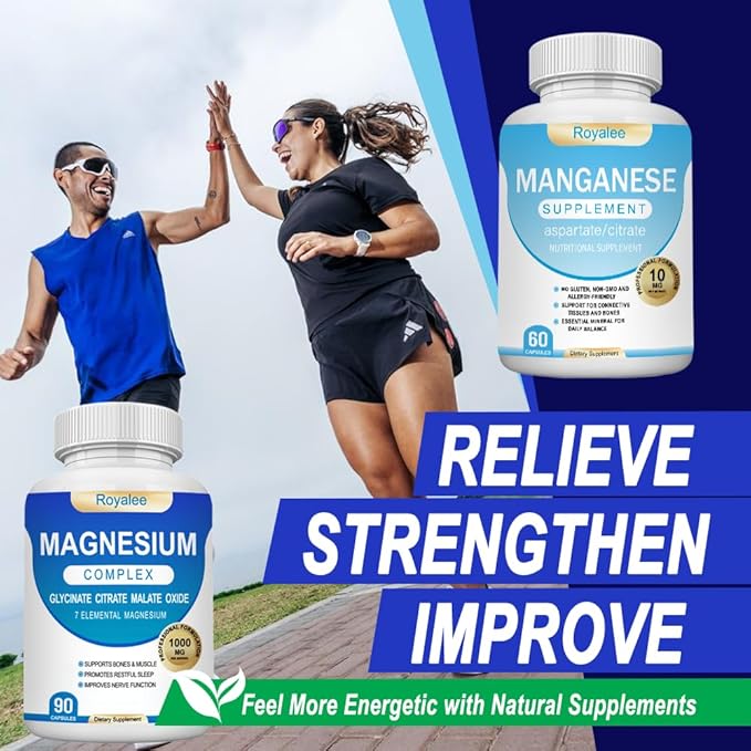 Magnesium Complex & Manganese Supplement Bundle – 1000mg Magnesium with 7 Forms Plus 10mg Manganese (Aspartate/Citrate) – Supports Relaxation, Muscle & Bone Function – 150 Capsules Total