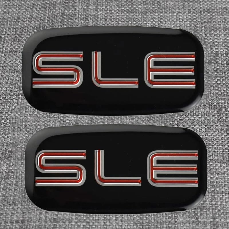 Pair Set SLE Emblems 3D Nameplate Sticker Badge Compatible with Sierra Suburban Yukon 1500 2500 3500 15036134 (Chrome Red)