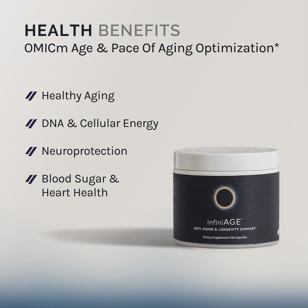 InfiniWell InfiniAge Longevity Supplements - Advanced Cellular Health Supplements with Lutein, N-Acetyl Cysteine (NAC) & Low Dose Zinc - Support Nutrient Sensing & Mitochondrial Health (30 Capsules)