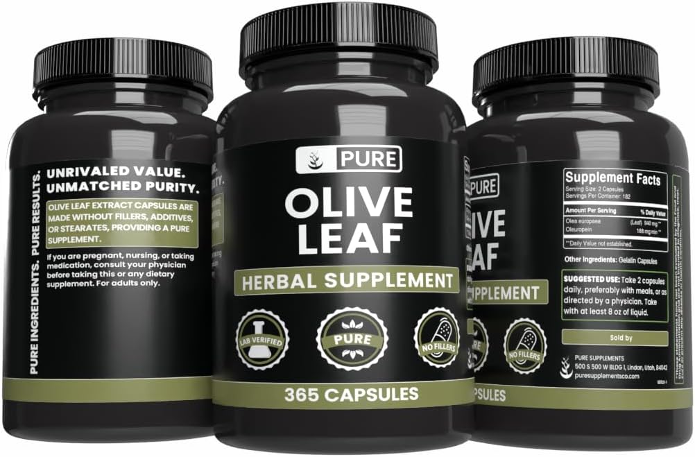 Pure Original Ingredients Olive Leaf (365 Capsules) No Magnesium Or Rice Fillers, Always Pure, Lab Verified