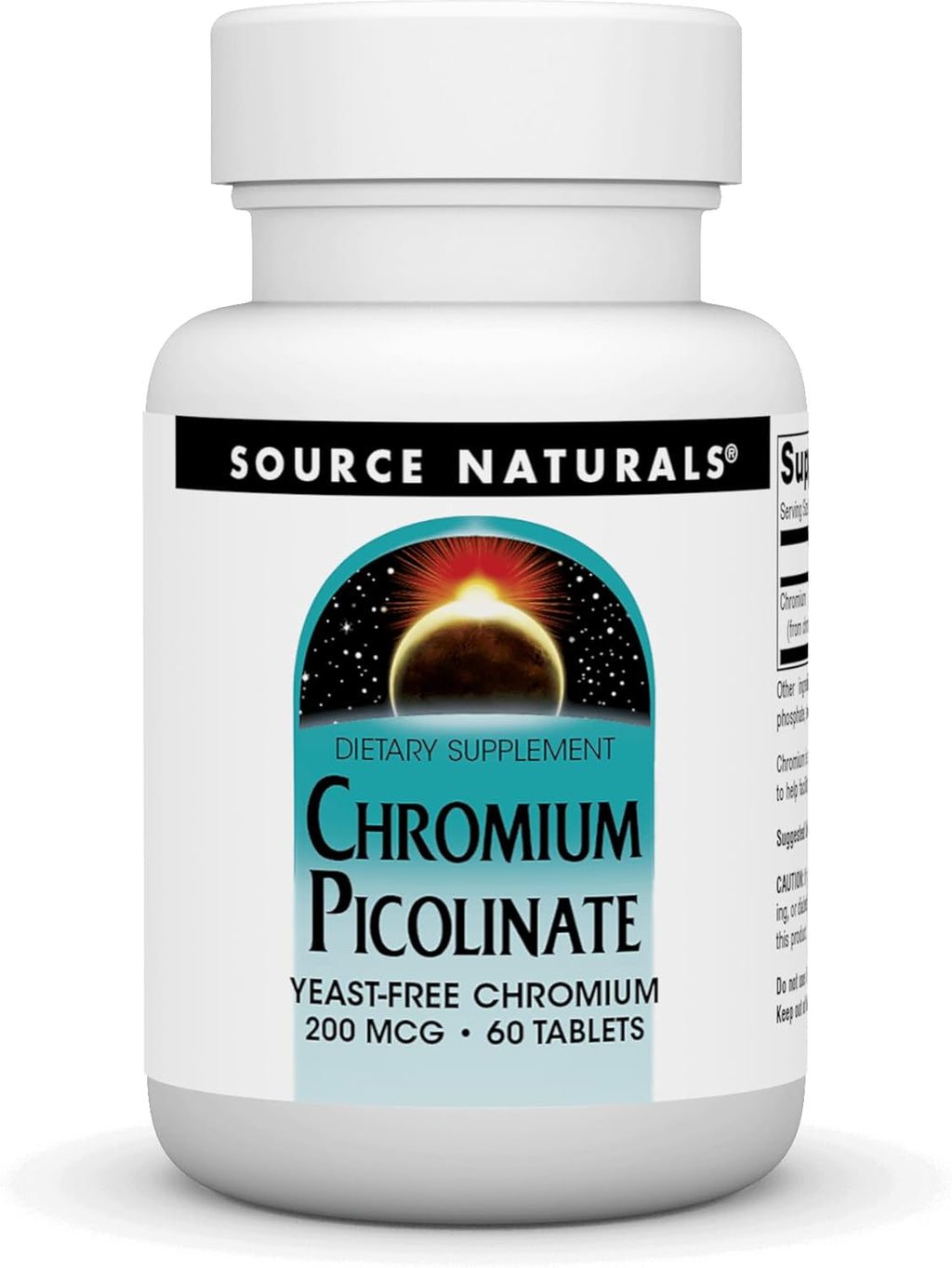 Source Naturals Chromium Picolinate, Yeast Free Chromium, 200 mcg - 60 Tablets