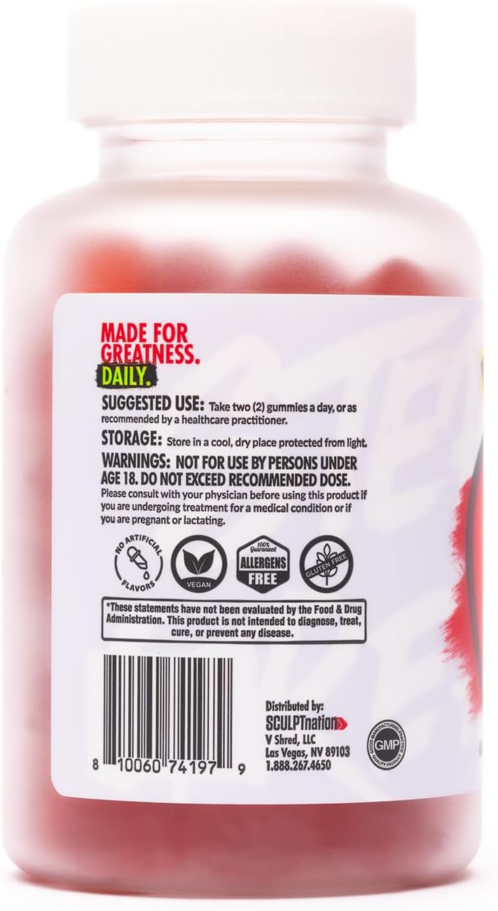 Sculpt Nation by V Shred Apple Cider Vinegar Gummies - Healthy Superfood Snack, Metabolism and Digestion Support - 60 ACV Keto Gummies