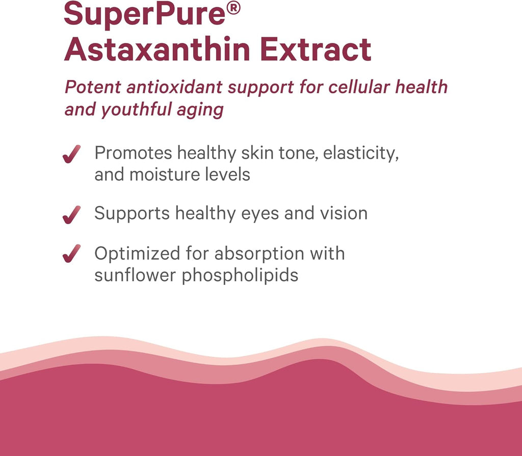 PURE SYNERGY SuperPure Astaxanthin Extract | Organic Astaxanthin from Algae with Sunflower Lecithin | Antioxidant Support for Skin and Eye Health (60 Capsules)
