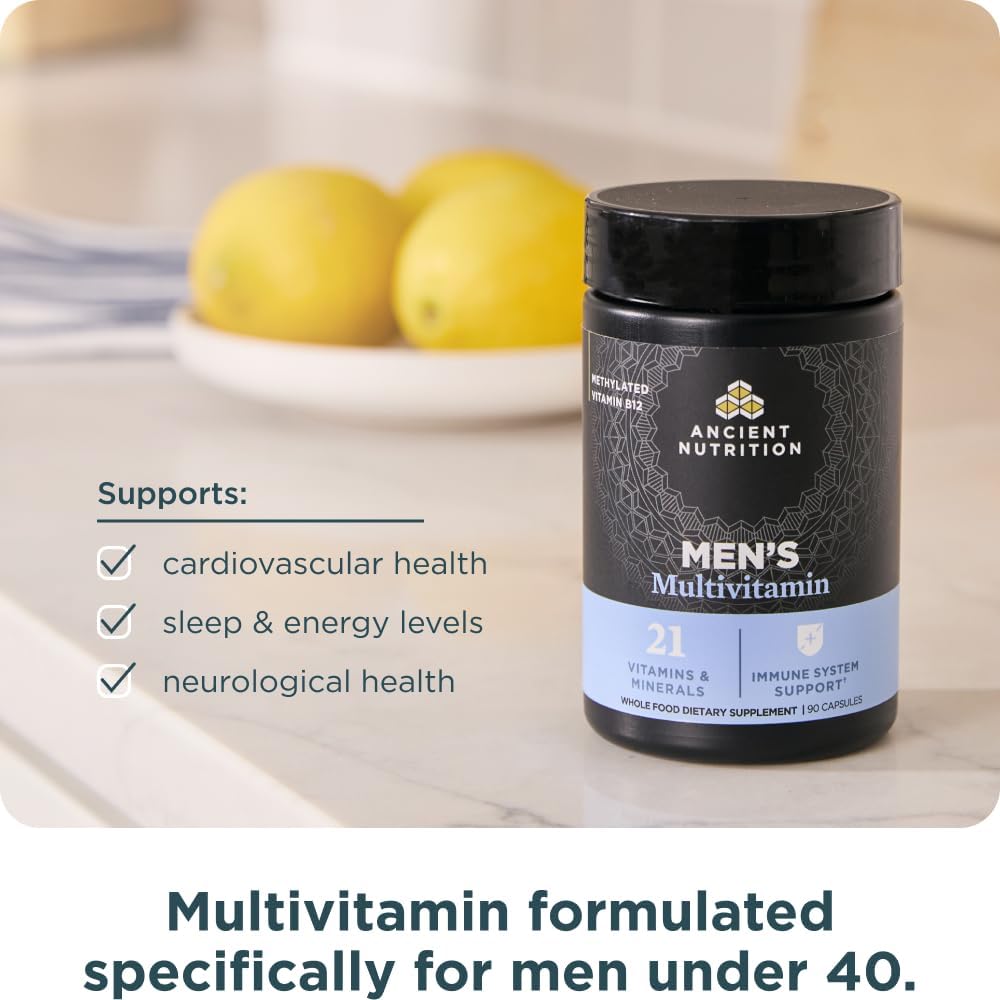 Ancient Nutrition Multivitamin for Men, Multi Men's, Vitamin D, C, E, B12, Zinc, Magnesium, Supports Healthy Immune System and Bone Health, 90 Ct
