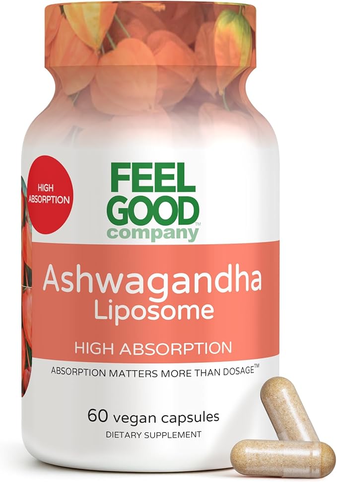 Feelgood Company Liposomal Ashwagandha, High Absorption, 600mg, 60 Vegan Capsules, Natural Withania Somnifera Root Extract, GMP Certified Dietary Supplement