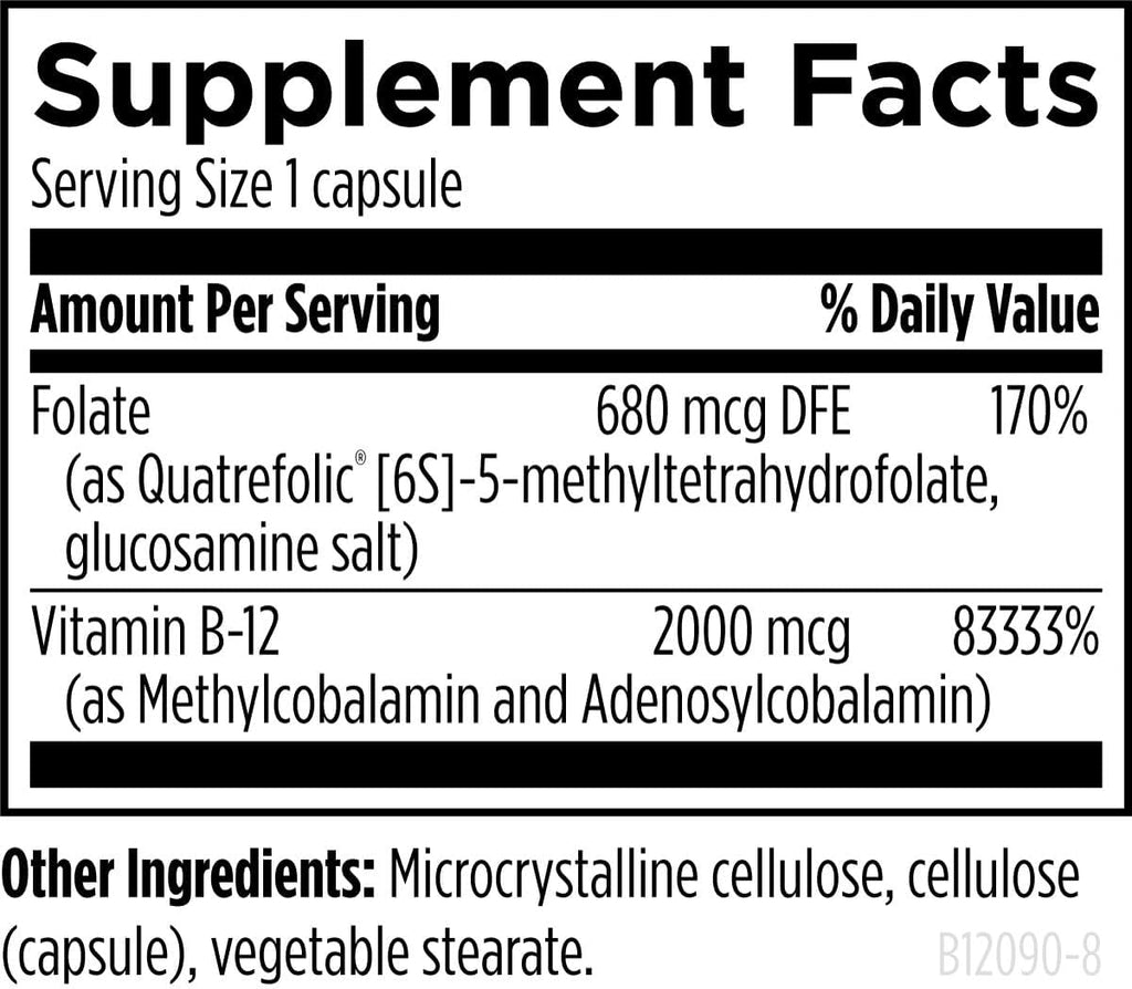 Designs for Health Ultra Methylated B12 + Methyl Folate - Vitamin B12 Methylcobalamin and Folate Supplement, Adenosylcobalamin & 5-MTHF for Nerve, Cellular Energy + Methylation Support (90 Capsules)