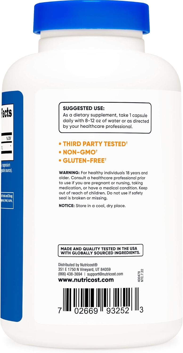 Nutricost L-Ornithine 500mg; 180 Capsules (3 Bottles)